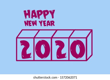 happy new year 2020 greeting card, banner and background template in eps10