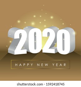 Happy new year 2020. Greeting card with text - Vector