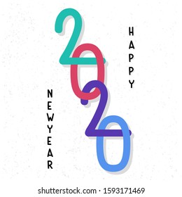 Happy New Year 2020 greeting card. Vector illustration concept for background, greeting card, banner for website, marketing material