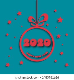 Happy new year 2020 . Greetings card. abstract background. Vector illustration.