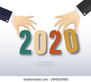 Happy new year 2020 . Greetings card. abstract background. Vector illustration.