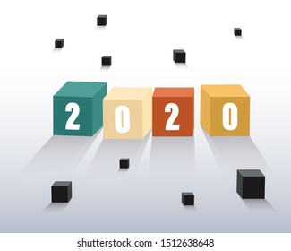 Happy new year 2020 . Greetings card. abstract background. Vector illustration.