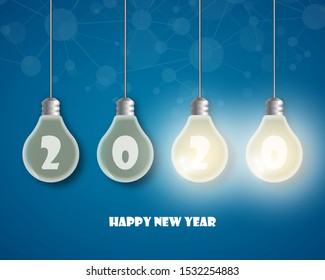 Happy new year 2020 . Greetings card. abstract background. Vector illustration.