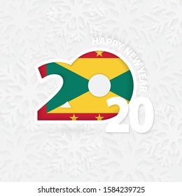 Happy New Year 2020 for Grenada on snowflake background. Greeting Grenada with new 2020 year.