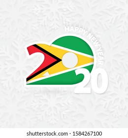 Happy New Year 2020 for Guyana on snowflake background. Greeting Guyana with new 2020 year.