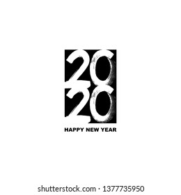 Happy new year 2020 hand lettering. Modern ink brush lettering. Vector illustration on white background. EPS10