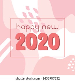 Happy New Year 2020. Hand drawn New Year Doodle quote Phrase. Vector illustration.