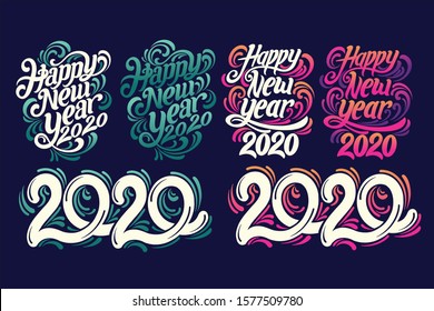 happy new year 2020 hand lettering style 