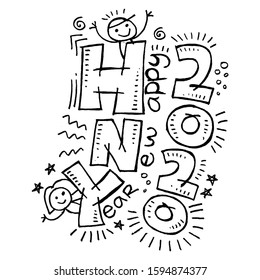 Happy New Year - Happy New Year 2020 - Hand Drawing vector stock