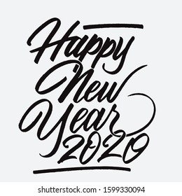 Happy New Year 2020 hand lettering set for New Year card and poster promotion advertising. Vector illustration.