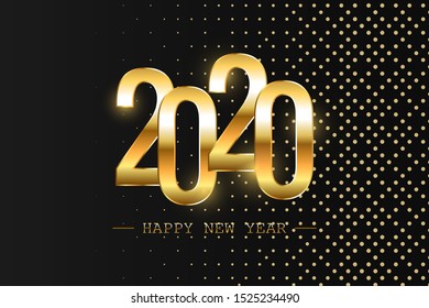 Happy New Year 2020 Holiday Vector Illustration. Shiny composition with sparkles. EPS10	