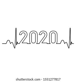 Happy New Year 2020, holiday, simple. Isolated on white background EPS Vector 