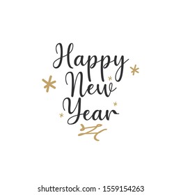 Happy New Year 2020, holiday, simple lettering typography, gift or invitational card, invitation EPS Vector