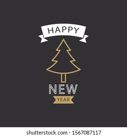 Happy New Year 2020, holiday, simple lettering typography, gift or invitational card, invitation EPS Vector
