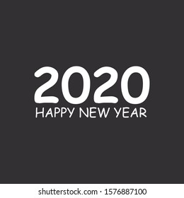 Happy New Year 2020, holiday, simple lettering typography, gift or invitational card, invitation EPS Vector 