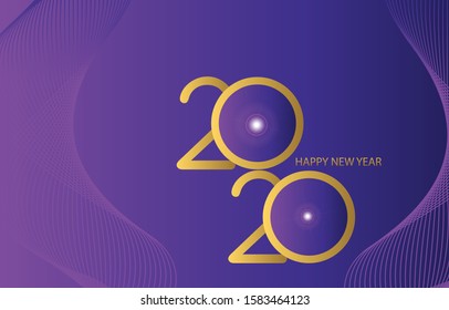 Happy New Year 2020. Holiday greeting card. Vector illustration. Vector festive illustration.