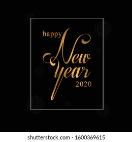 Happy New Year 2020. Holiday luxury golden background design for flyer, poster, sign, banner, web, header on white background.