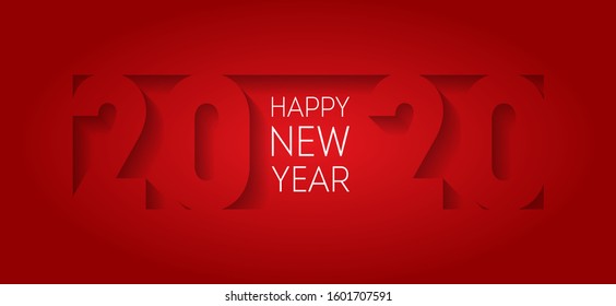 Happy new year 2020, horizontal banner. Brochure or calendar cover design template. Cover of business diary with wishes. The art of cutting paper.