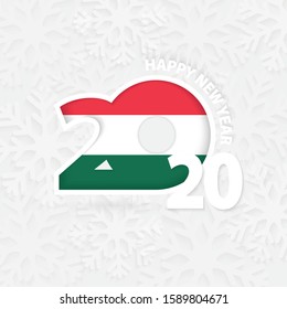 Happy New Year 2020 for Hungary on snowflake background. Greeting Hungary with new 2020 year.