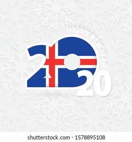 Happy New Year 2020 for Iceland on snowflake background. Greeting Iceland with new 2020 year.