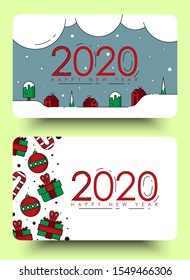 Happy new year 2020 illustration and web banner vector set