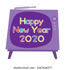 happy new year 2020   illustration cartoon vector  white background