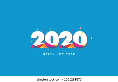 Happy new year 2020 insta color banners in abstract style, greetings and invitations, themed digitally. Vector illustration.