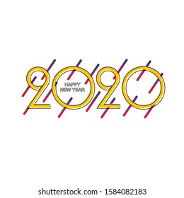 Happy new year 2020 insta color banners in the style of paper for seasonal holiday leaflets, greetings and invitations, merry themed christmas and cards. Vector illustration.