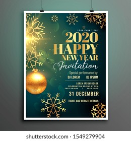 happy new year 2020 invitation flyer template design