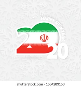 Happy New Year 2020 for Iran on snowflake background. Greeting Iran with new 2020 year.