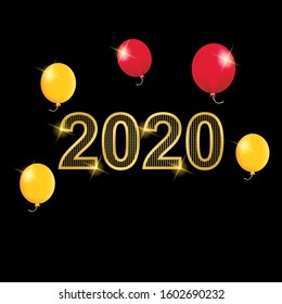 happy new year 2020 isolated dark backround