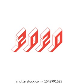 Happy new year 2020. Isometric view. The design element for the cover of a calendar or diary.