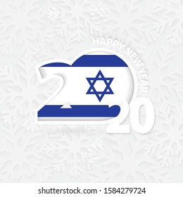 Happy New Year 2020 for Israel on snowflake background. Greeting Israel with new 2020 year.