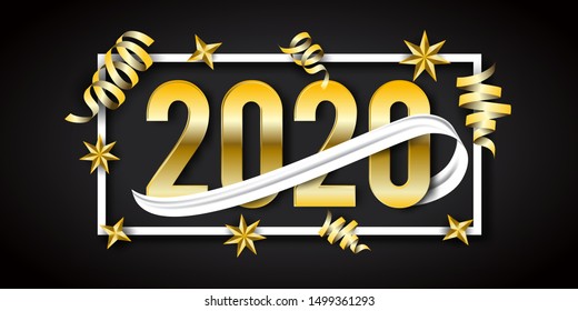Happy new year 2020. With items and elements of the feel of the new year. Vector illustration