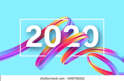 Happy New Year 2020. Lettering greeting inscription. Vector illustration