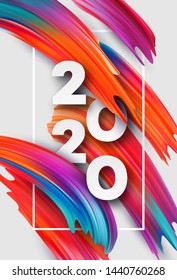 Happy New Year 2020. Lettering greeting inscription. Vector illustration