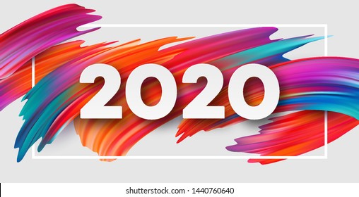 Happy New Year 2020. Lettering greeting inscription. Vector illustration