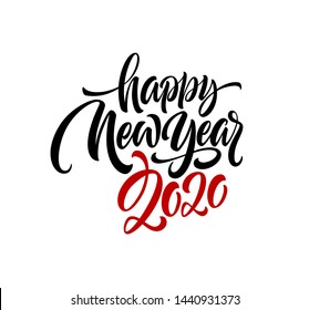 Happy New Year 2020. Lettering greeting inscription. Vector illustration