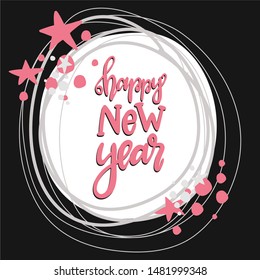 happy new year 2020, lettering, calligraphy 