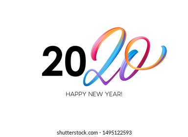 Happy New Year 2020. Lettering greeting inscription. Vector illustration