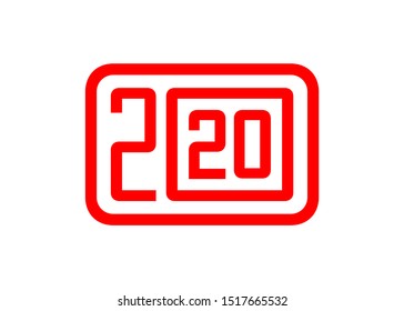 Happy New Year 2020. Lettering for Chinese Year of the Rat. Vector badge or icon 2020 design isolated on white background