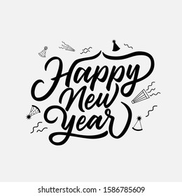 happy new year 2020 lettering, calligraphy, ornament for invitation, calendar vector design