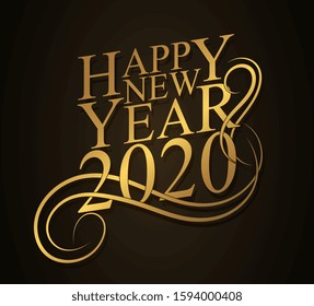 Happy new year 2020 lettering typography