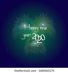 Happy new year 2020 lettering with background blue