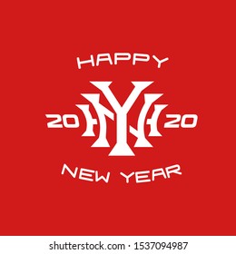 Happy new year 2020 letters monogram style logo