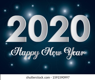 Happy new year 2020 and lights design, Welcome celebrate greeting card happy decorative and celebration theme Vector illustration