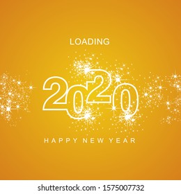 Happy New Year 2020 loading light sparkle firework white orange vector logo icon