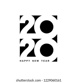 Happy New Year 2020 logo text design. Cover of business diary for 2020 with wishes. Brochure design template, card, banner. Vector illustration. Isolated on white background.