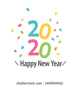 Happy new year 2020 logo with colorful confetti