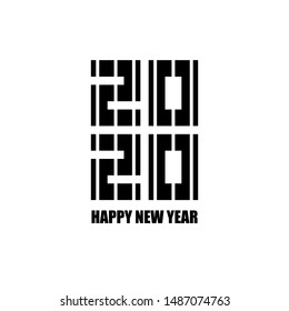 Happy New Year 2020 Logo Design Elements. Brochure design template, banner and card. Vector illustration with black holiday sign isolated on white background